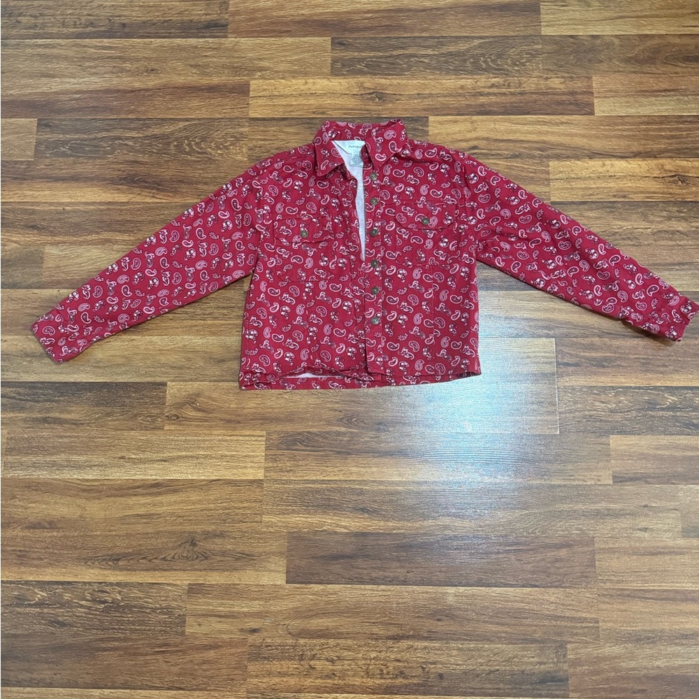 Women's Red Paisley Jean Jacket